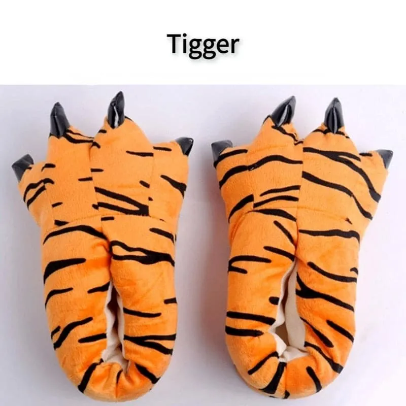 2023 Winter Warm Soft Indoor Floor Slippers Women Men Children Shoes Paw Funny Animal Christmas Monster Dinosaur Claw Plush Home