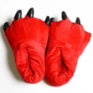 2023 Winter Warm Soft Indoor Floor Slippers Women Men Children Shoes Paw Funny Animal Christmas Monster Dinosaur Claw Plush Home