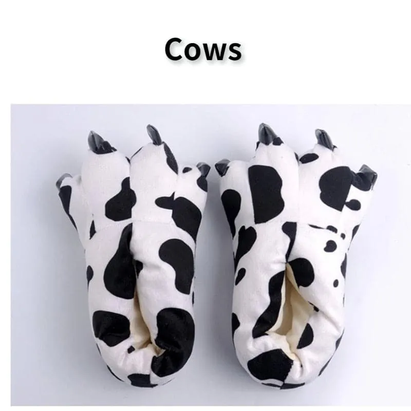 2023 Winter Warm Soft Indoor Floor Slippers Women Men Children Shoes Paw Funny Animal Christmas Monster Dinosaur Claw Plush Home
