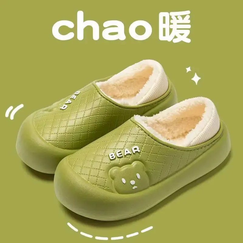 2024 New Waterproof cotton slippers for women in winter, new indoor and household anti-skid warm bag with cotton shoes for men