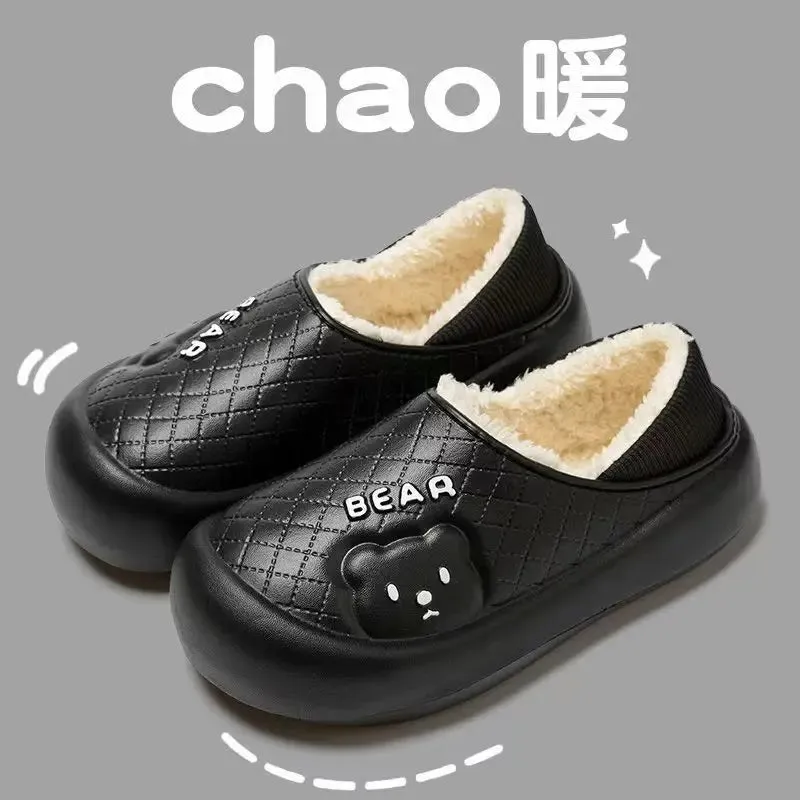 2024 New Waterproof cotton slippers for women in winter, new indoor and household anti-skid warm bag with cotton shoes for men
