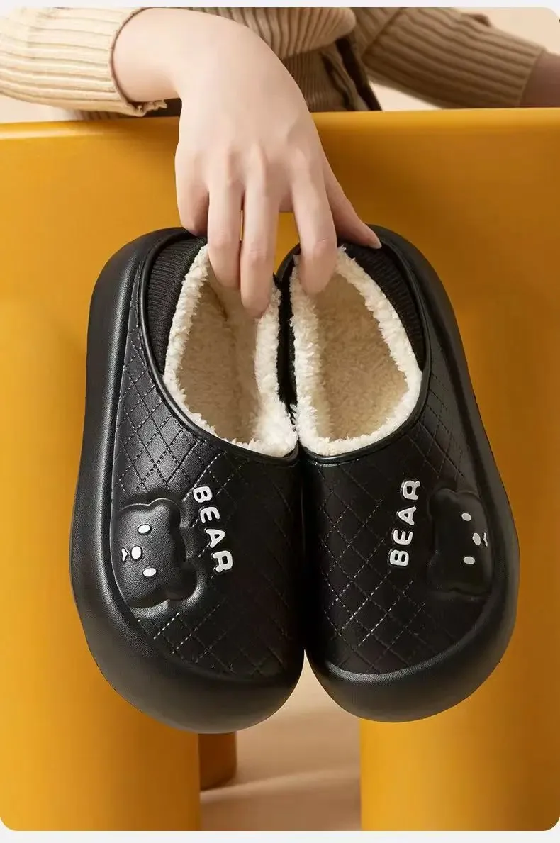 2024 New Waterproof cotton slippers for women in winter, new indoor and household anti-skid warm bag with cotton shoes for men