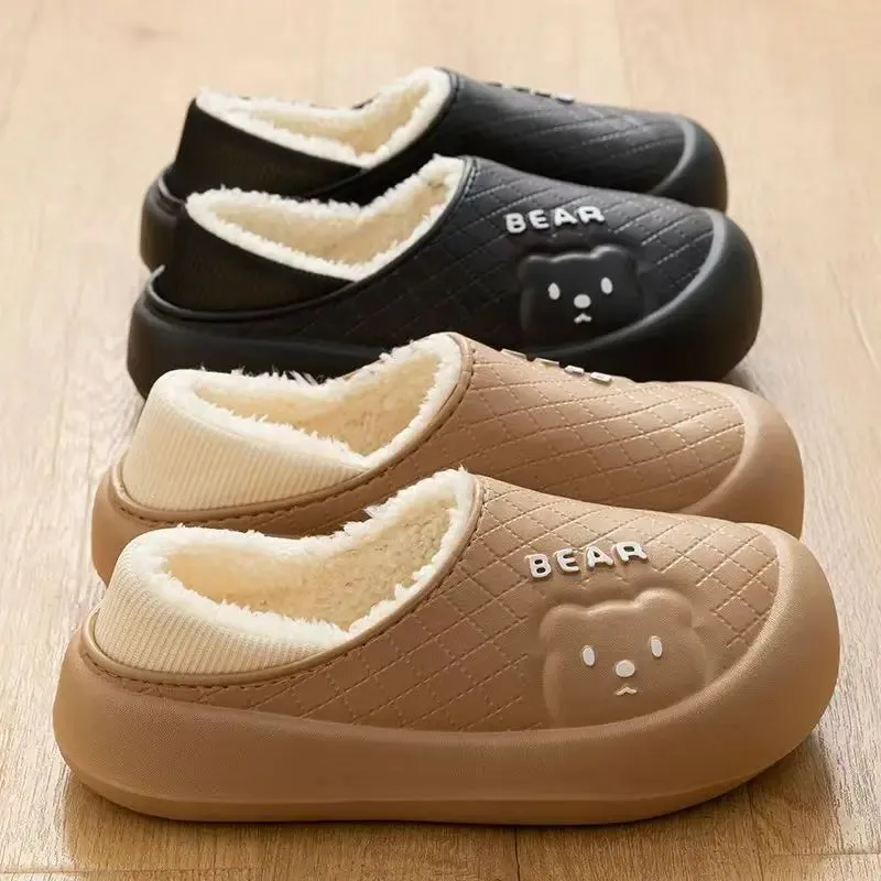 2024 New Waterproof cotton slippers for women in winter, new indoor and household anti-skid warm bag with cotton shoes for men