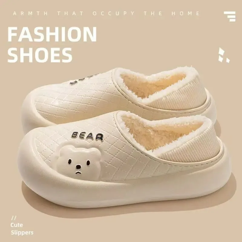 2024 New Waterproof cotton slippers for women in winter, new indoor and household anti-skid warm bag with cotton shoes for men