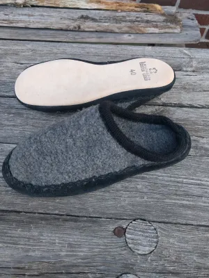 505 Biolana Boiled Wool Slippers House Shoes with Leather Sole