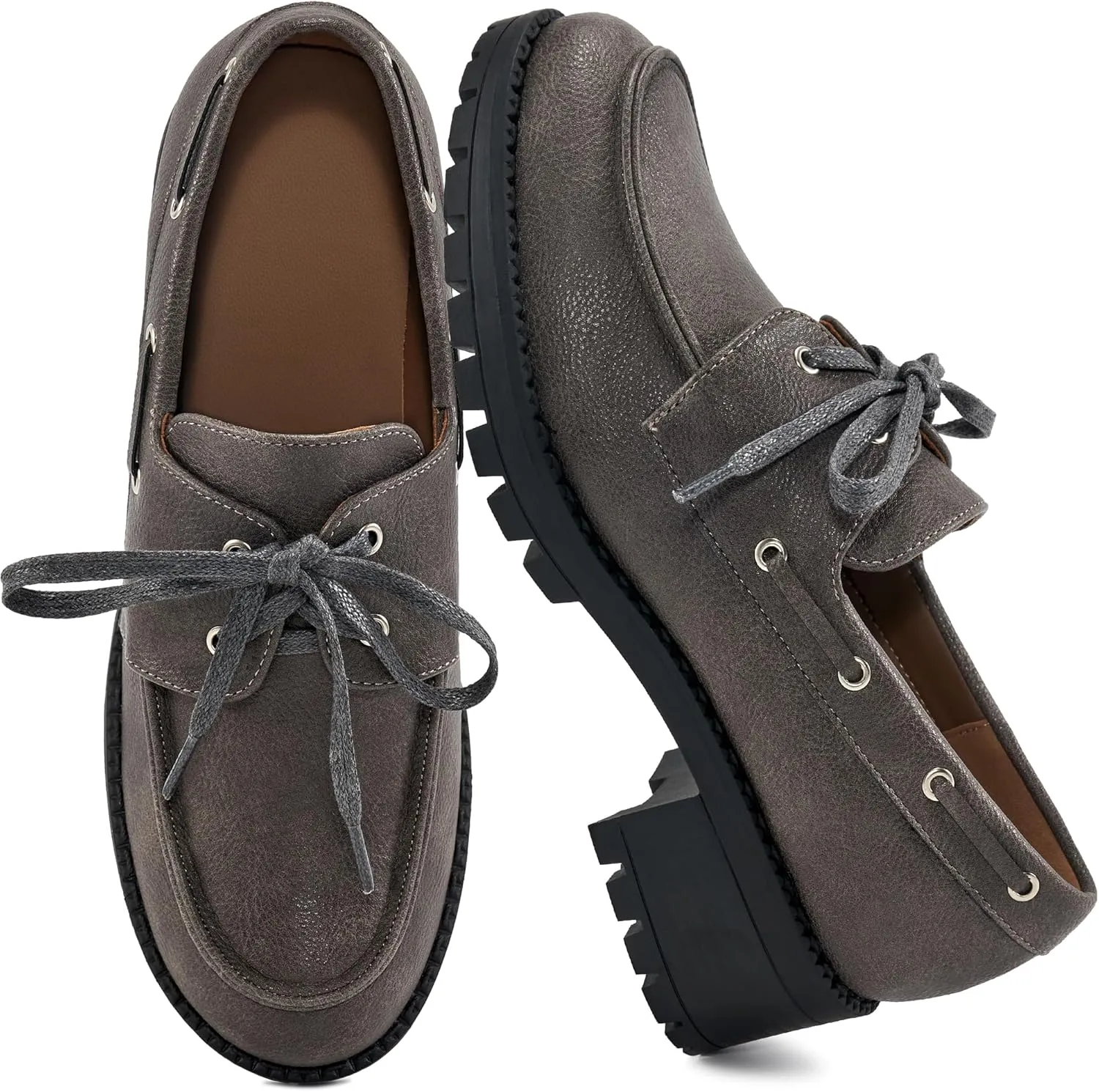 Ablanczoom Platform Oxford Shoes for Women : Lace Up Women's Platform Chunky Loafers with Lug Sole Dress Shoes for Work Business