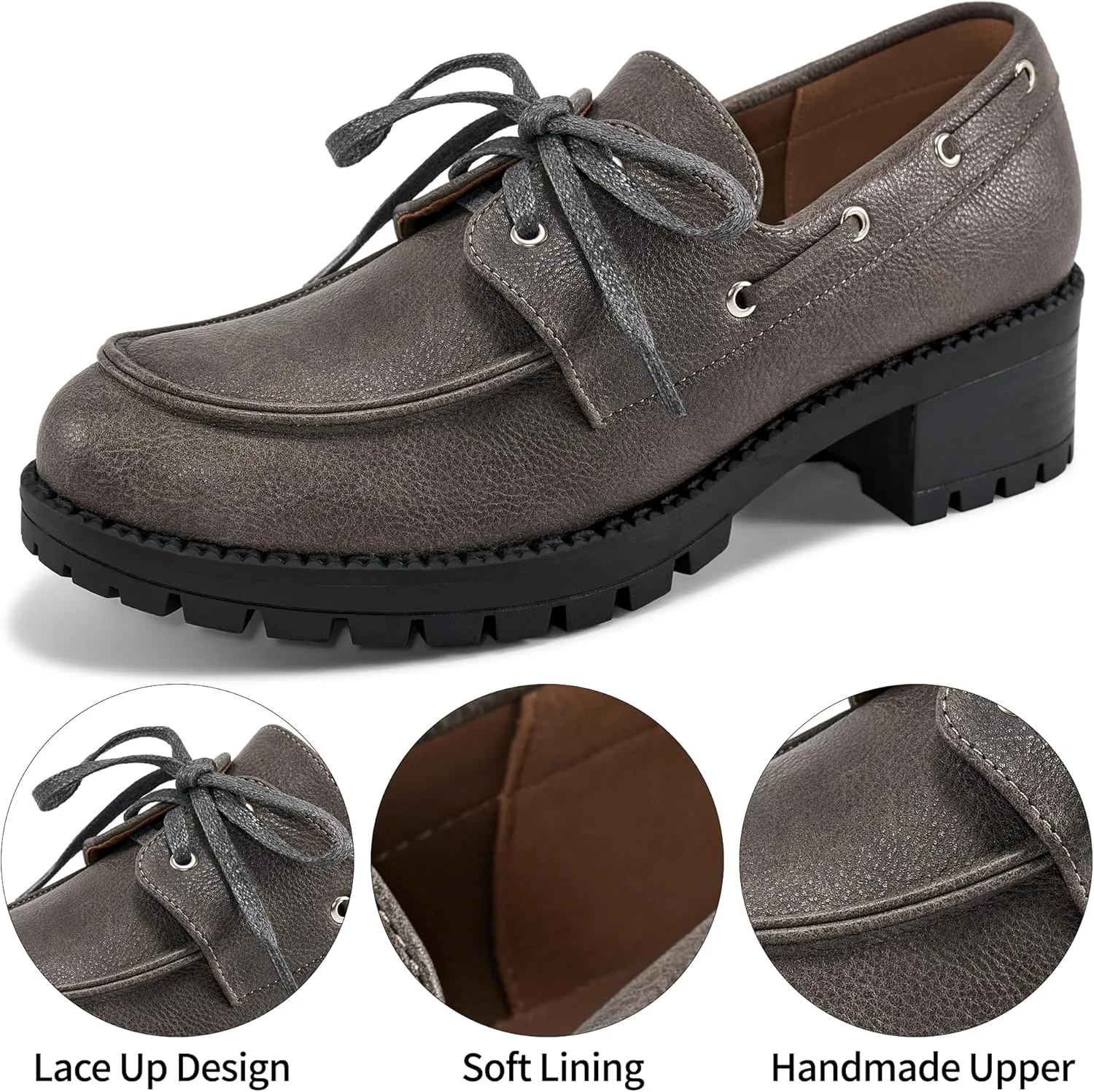 Ablanczoom Platform Oxford Shoes for Women : Lace Up Women's Platform Chunky Loafers with Lug Sole Dress Shoes for Work Business