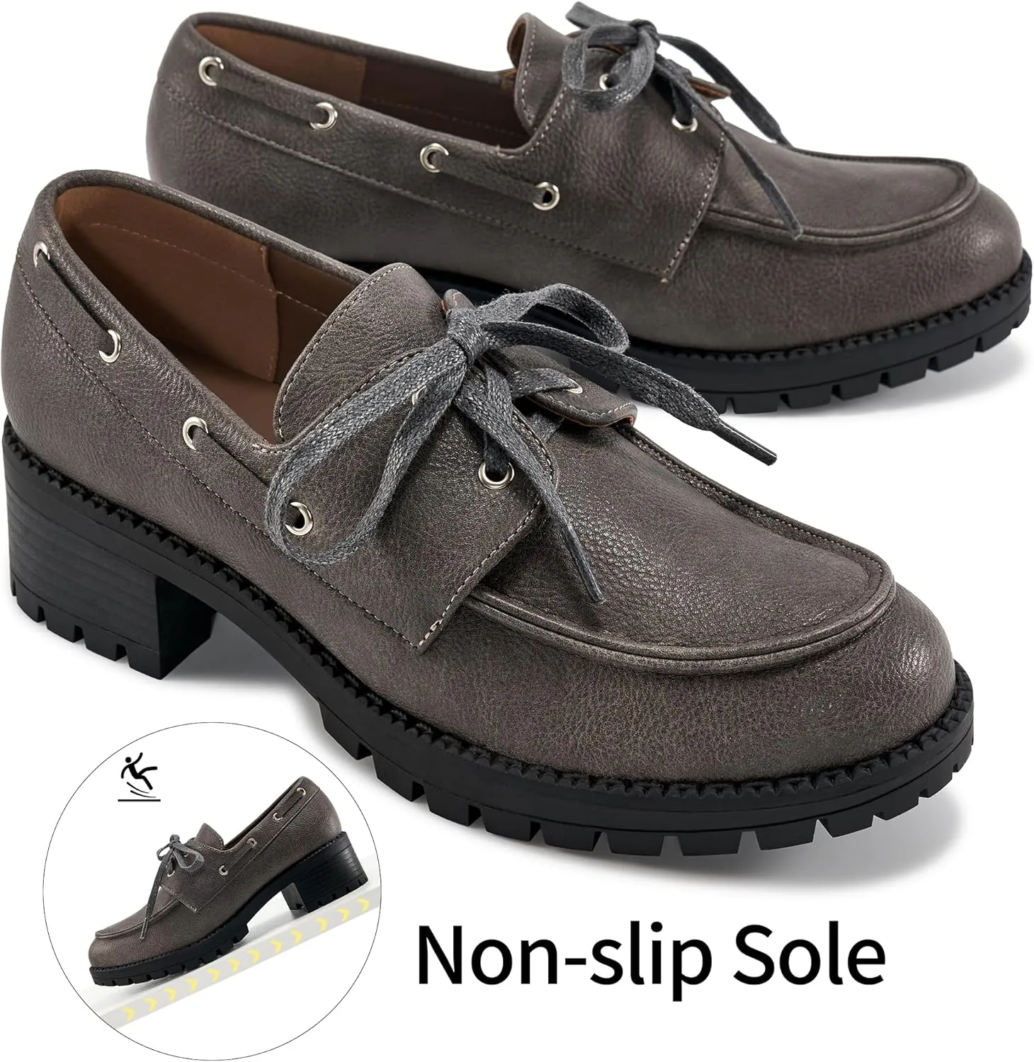 Ablanczoom Platform Oxford Shoes for Women : Lace Up Women's Platform Chunky Loafers with Lug Sole Dress Shoes for Work Business
