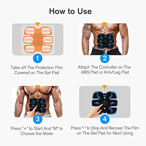 Abs Stimulator Abdominal Muscle,EMS ABS Trainer Body Toning Fitness, USB Rechargeable Toning Belt ABS Fit Weight Muscle Toner Workout Machine for Men & Women