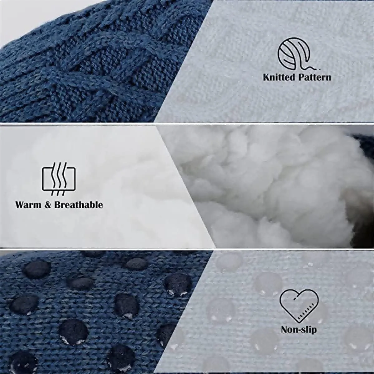 Admissioni Indoor Non-slip Thermal Socks,Fleece-Lined Non-slip Thermal Slippers Socks,Thermal Socks for Women,Men