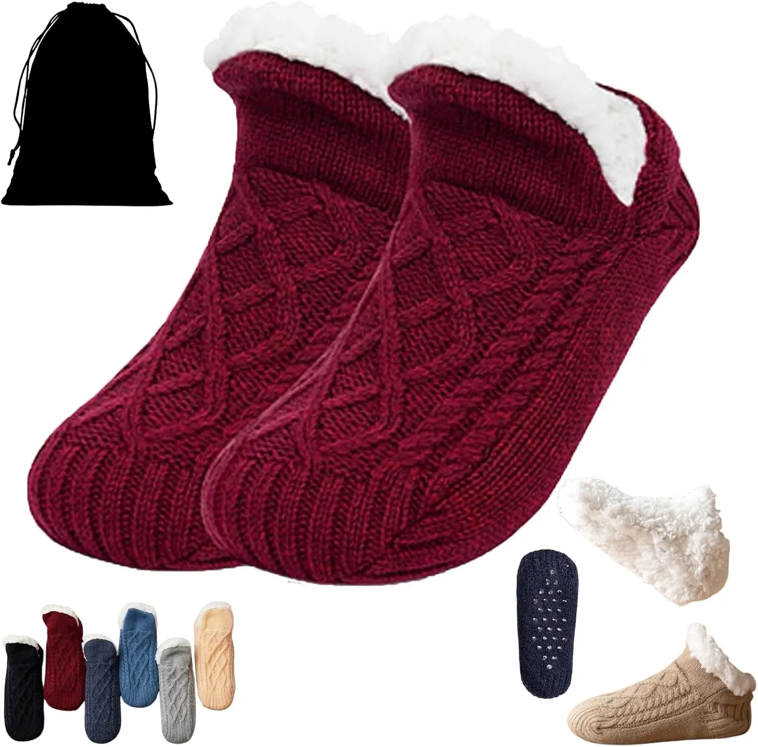 Admissioni Indoor Non-slip Thermal Socks,Fleece-Lined Non-slip Thermal Slippers Socks,Thermal Socks for Women,Men