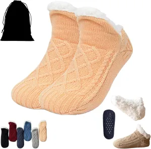 Admissioni Indoor Non-slip Thermal Socks,Fleece-Lined Non-slip Thermal Slippers Socks,Thermal Socks for Women,Men