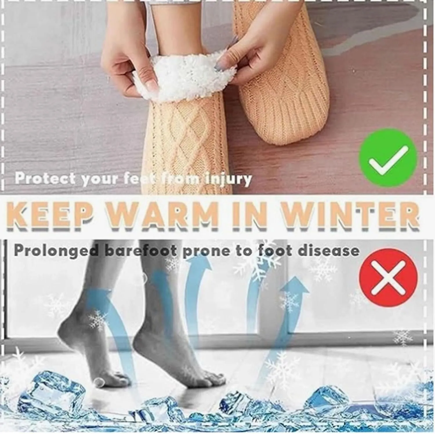 Admissioni Indoor Non-slip Thermal Socks,Fleece-Lined Non-slip Thermal Slippers Socks,Thermal Socks for Women,Men