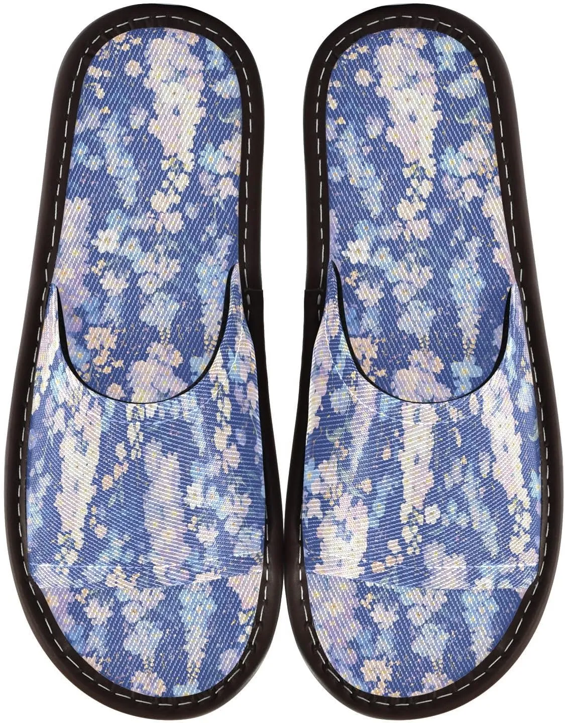 Beauty Purple Flowers Mens Bedroom Slippers Portable Dorm Home Slides for Hotel Outdoor Home