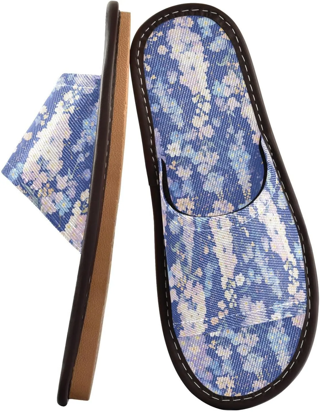 Beauty Purple Flowers Mens Bedroom Slippers Portable Dorm Home Slides for Hotel Outdoor Home