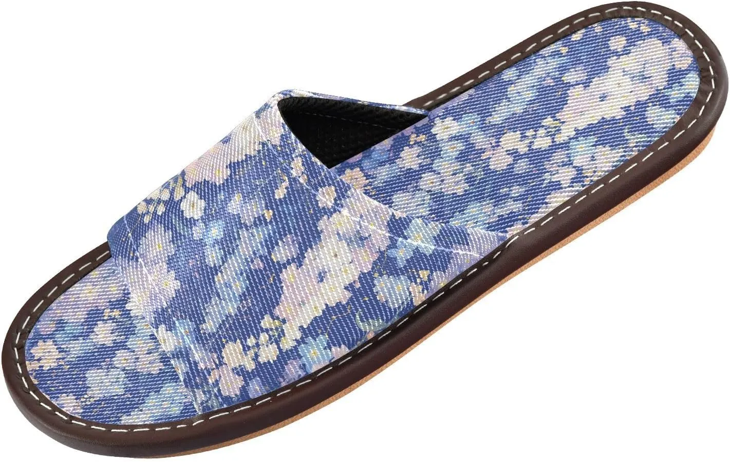 Beauty Purple Flowers Mens Bedroom Slippers Portable Dorm Home Slides for Hotel Outdoor Home