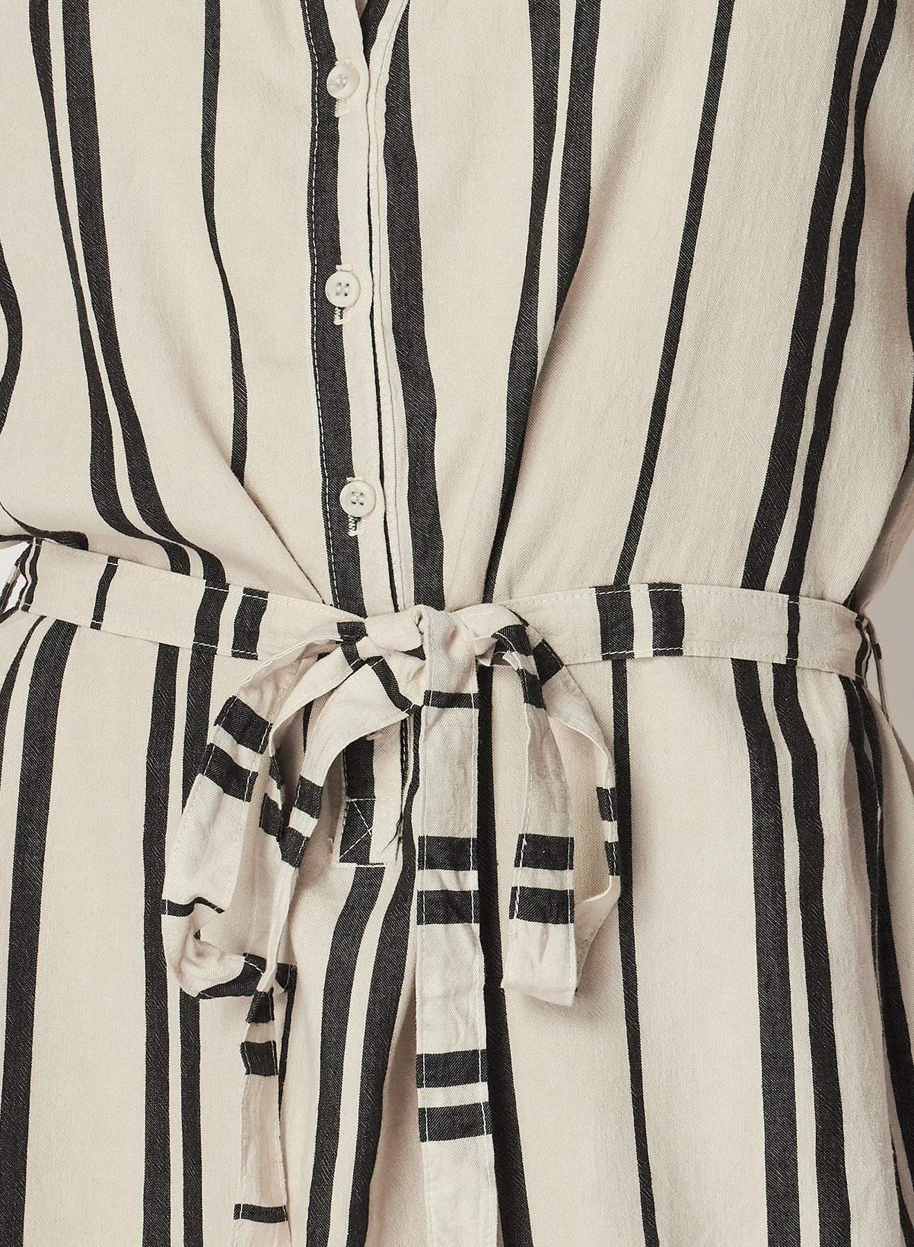 Belted Cap Sleeve Dress - Soft Ecru