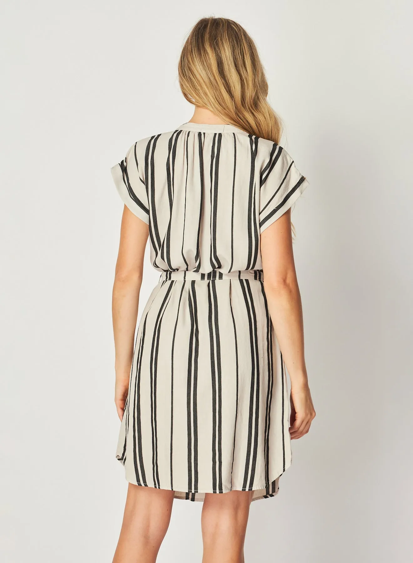 Belted Cap Sleeve Dress - Soft Ecru
