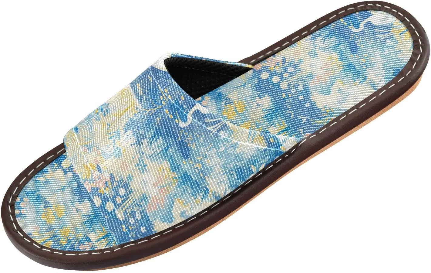 Bird Blue Flowers Womens House Slippers Washable Dorm Home Slides for Outdoor Bedroom Home