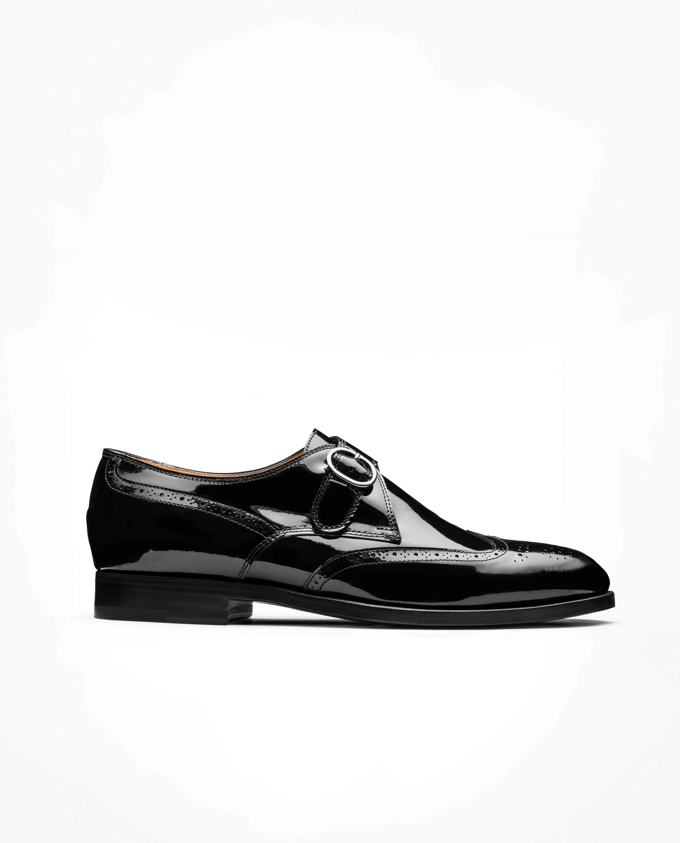 Black Patent Calf Blake Tuxedo Brogue Single Monks