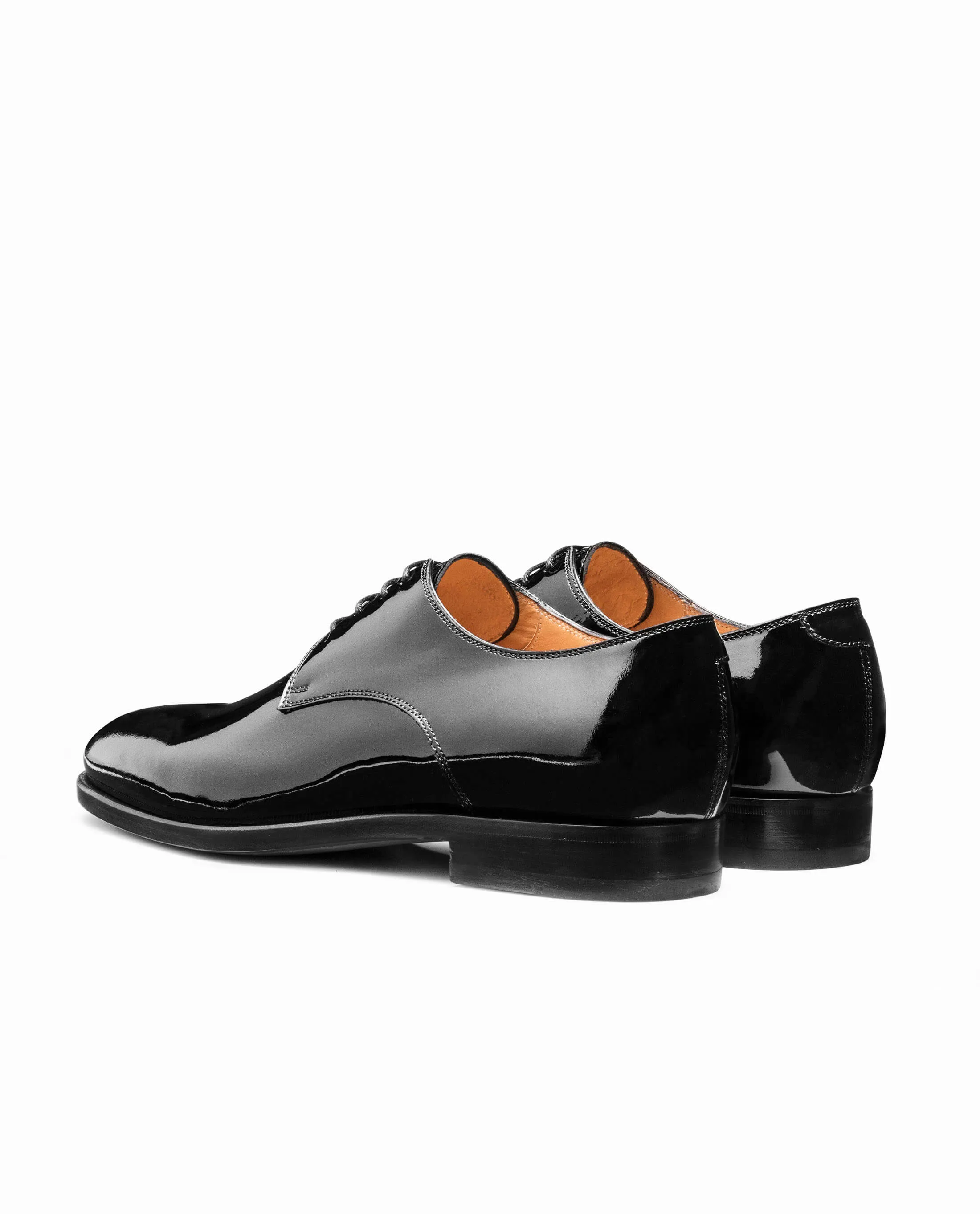 Black Patent Calf Blake Tuxedo Plain Tip Derbies