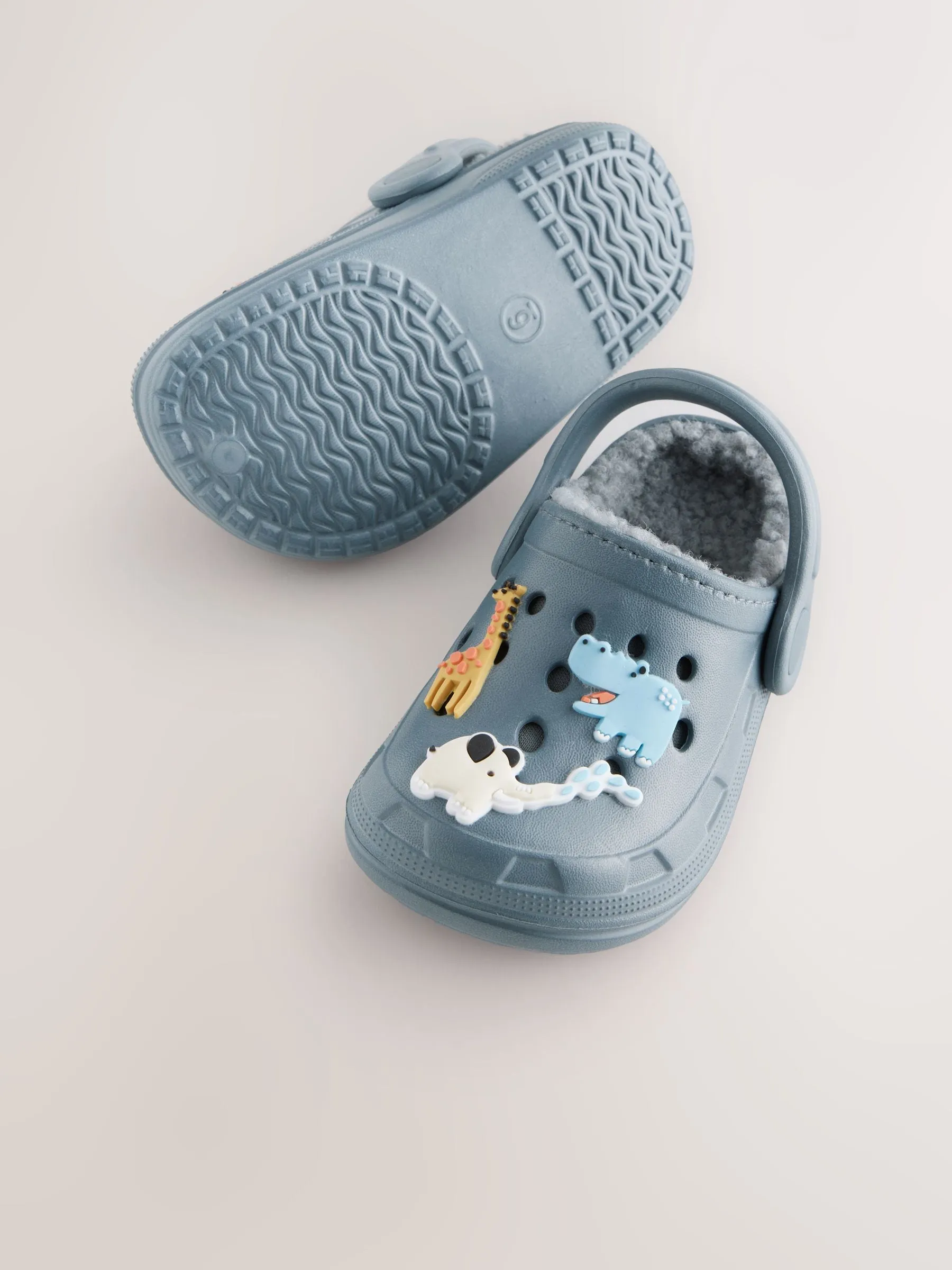 Blue Animal Lined Clogs Slippers