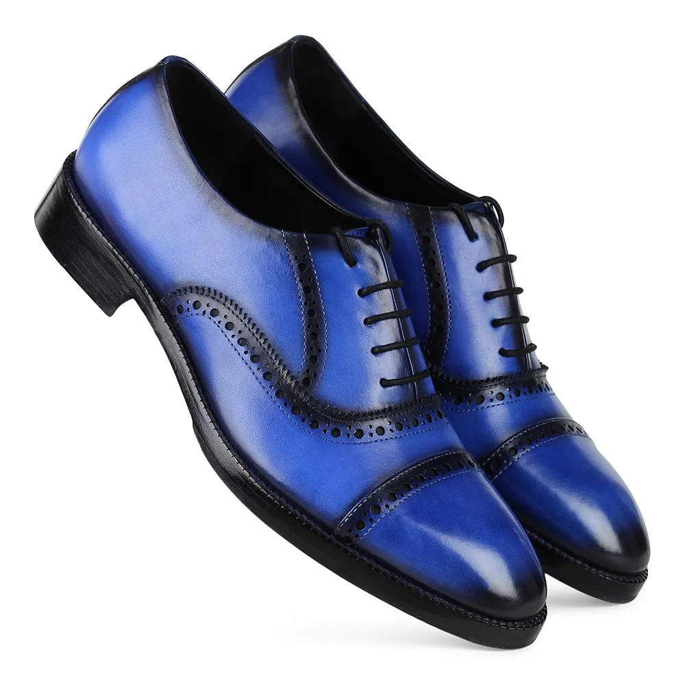 Blue Patina Mirror Glossed Captoe Oxfords