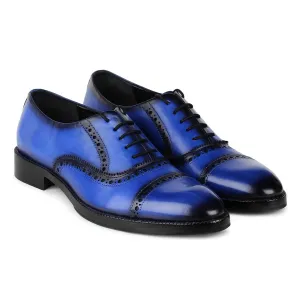 Blue Patina Mirror Glossed Captoe Oxfords