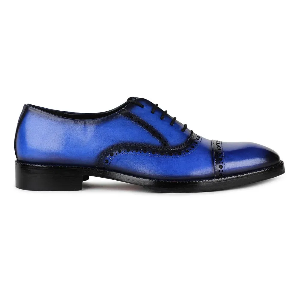 Blue Patina Mirror Glossed Captoe Oxfords