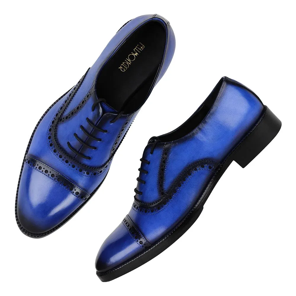 Blue Patina Mirror Glossed Captoe Oxfords