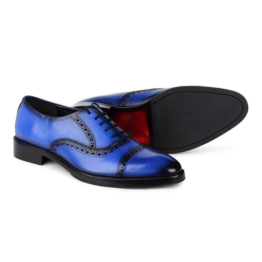 Blue Patina Mirror Glossed Captoe Oxfords