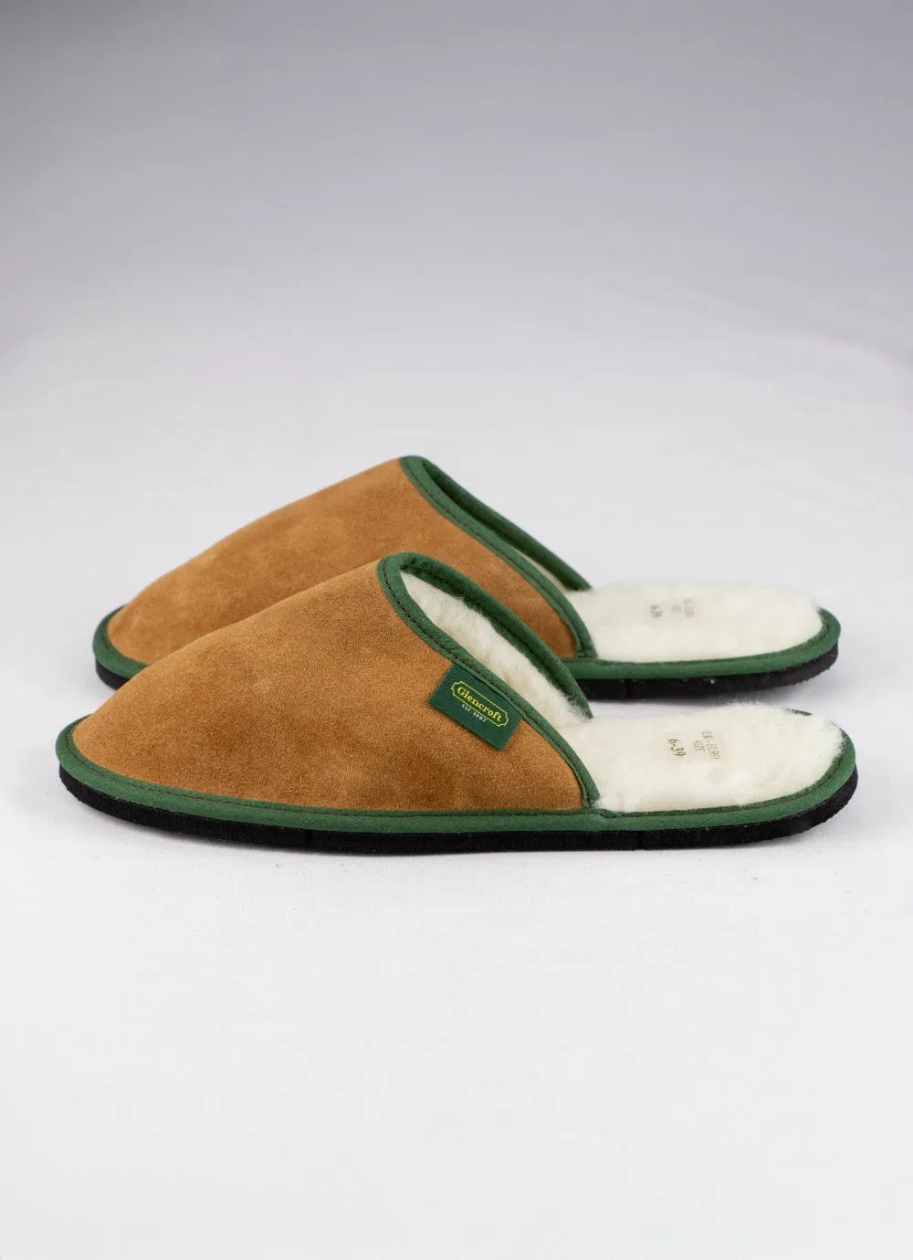 British Made Wool Lined Suede Mule with Sole