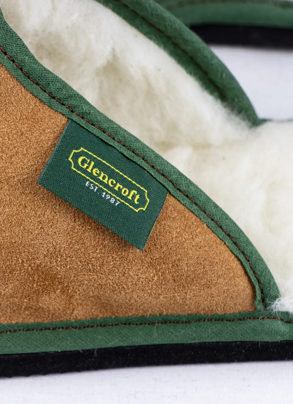 British Made Wool Lined Suede Mule with Sole
