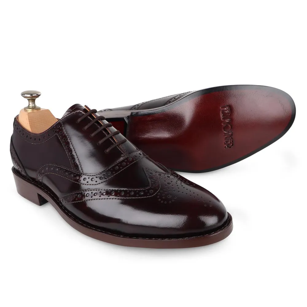 Brushed Burgundy Goodyear Welted Fiddle Back Oxfords