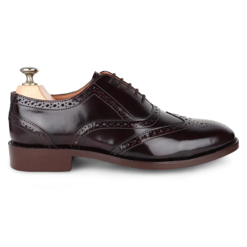 Brushed Burgundy Goodyear Welted Fiddle Back Oxfords