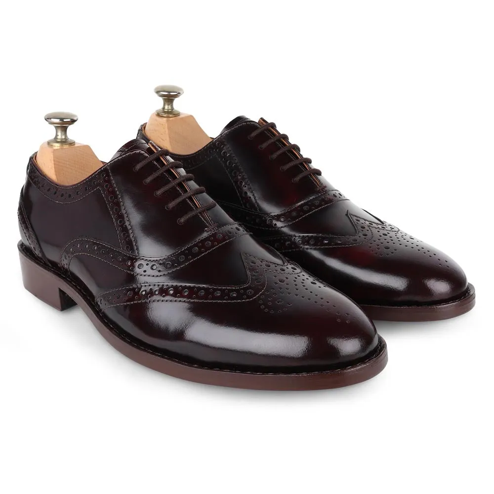 Brushed Burgundy Goodyear Welted Fiddle Back Oxfords