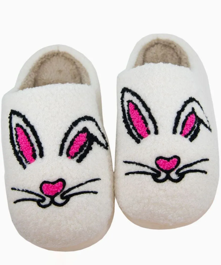 Bunny Face Slippers - White - FINAL SALE