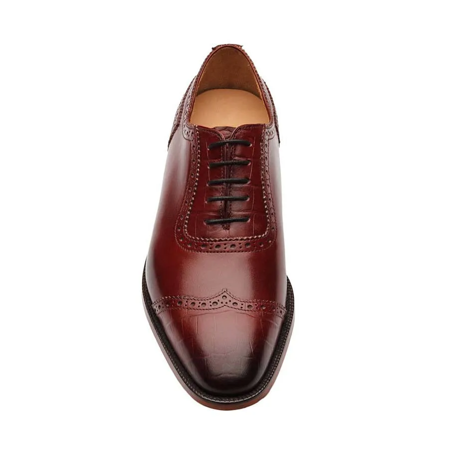 Burgundy Croco Wingtip Oxfords