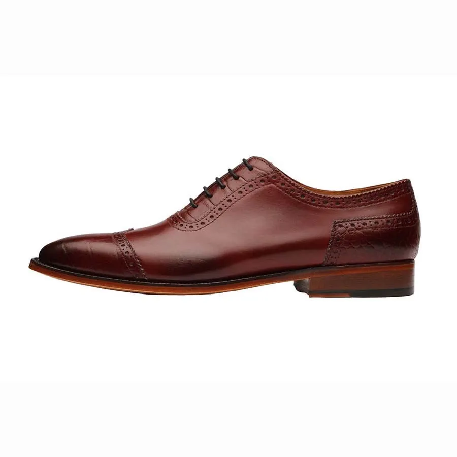Burgundy Croco Wingtip Oxfords