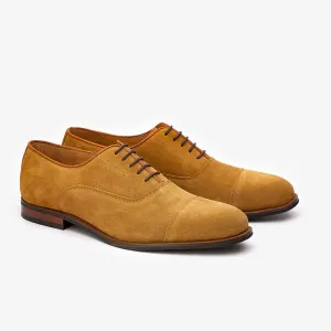 Camel Suede Captoe Oxfords