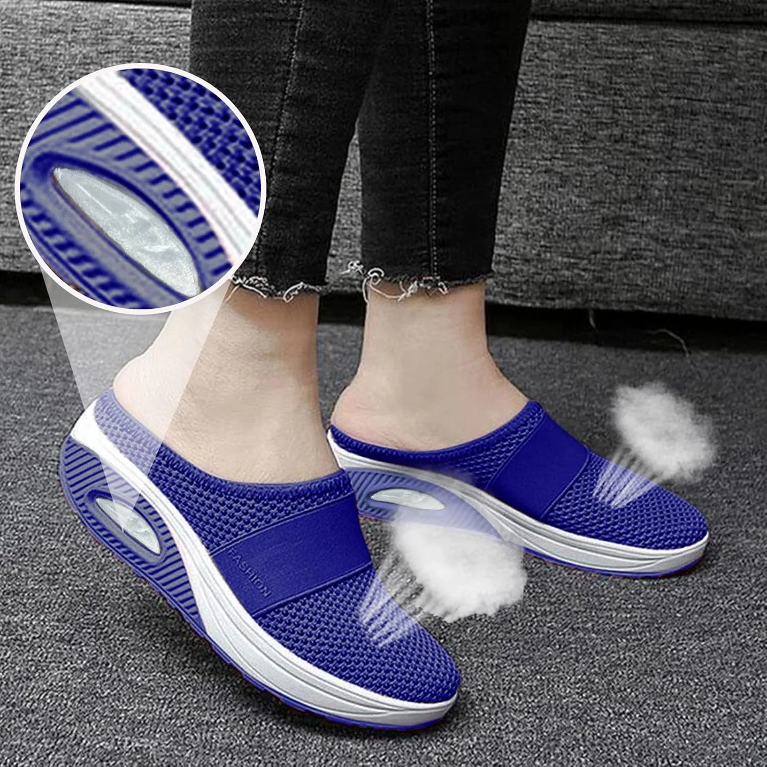 Cathalem Diabetic Shoes for Women, Women's Air Cushion Slip-On Walking Shoes Orthopedic Diabetic Walking Shoes