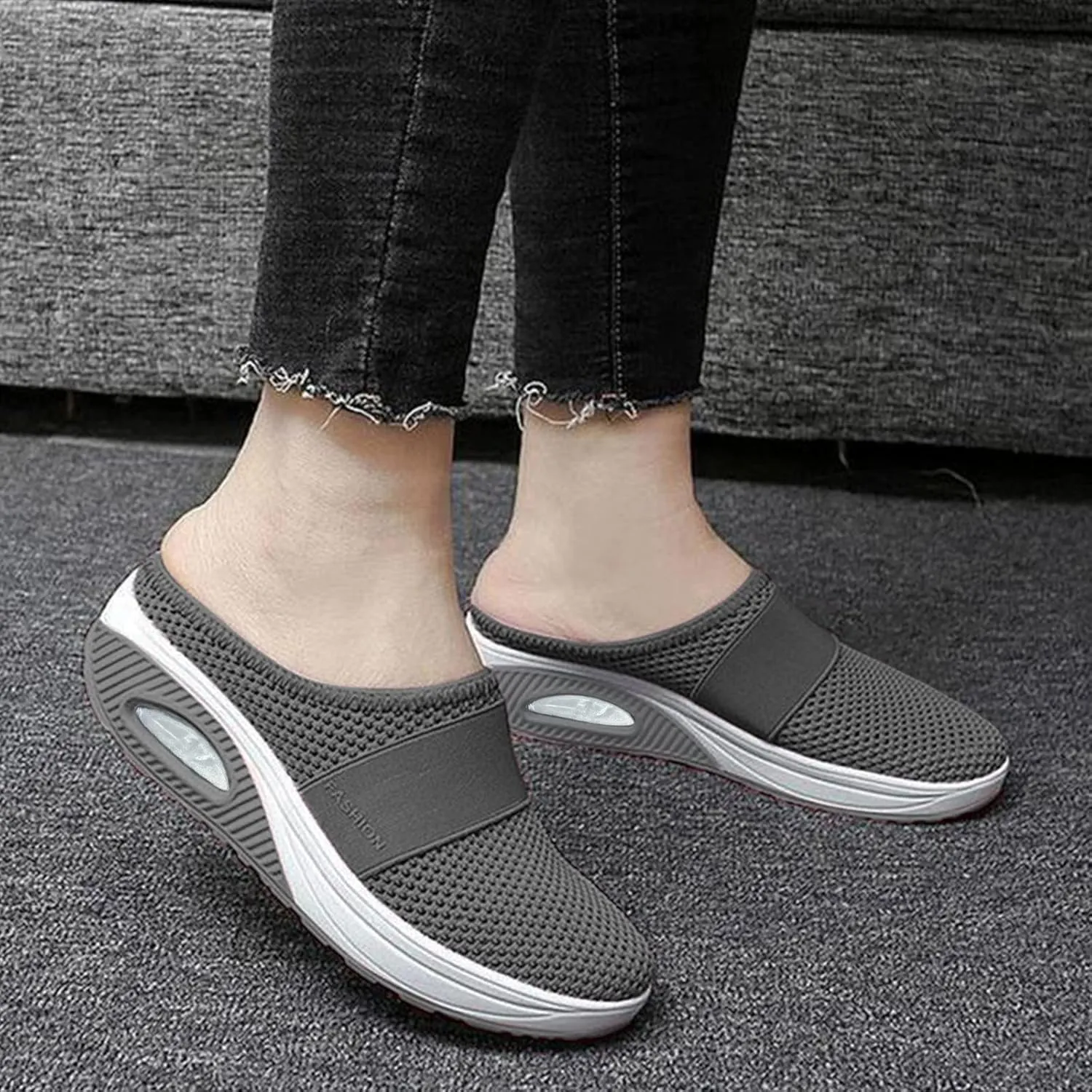 Cathalem Diabetic Shoes for Women, Women's Air Cushion Slip-On Walking Shoes Orthopedic Diabetic Walking Shoes
