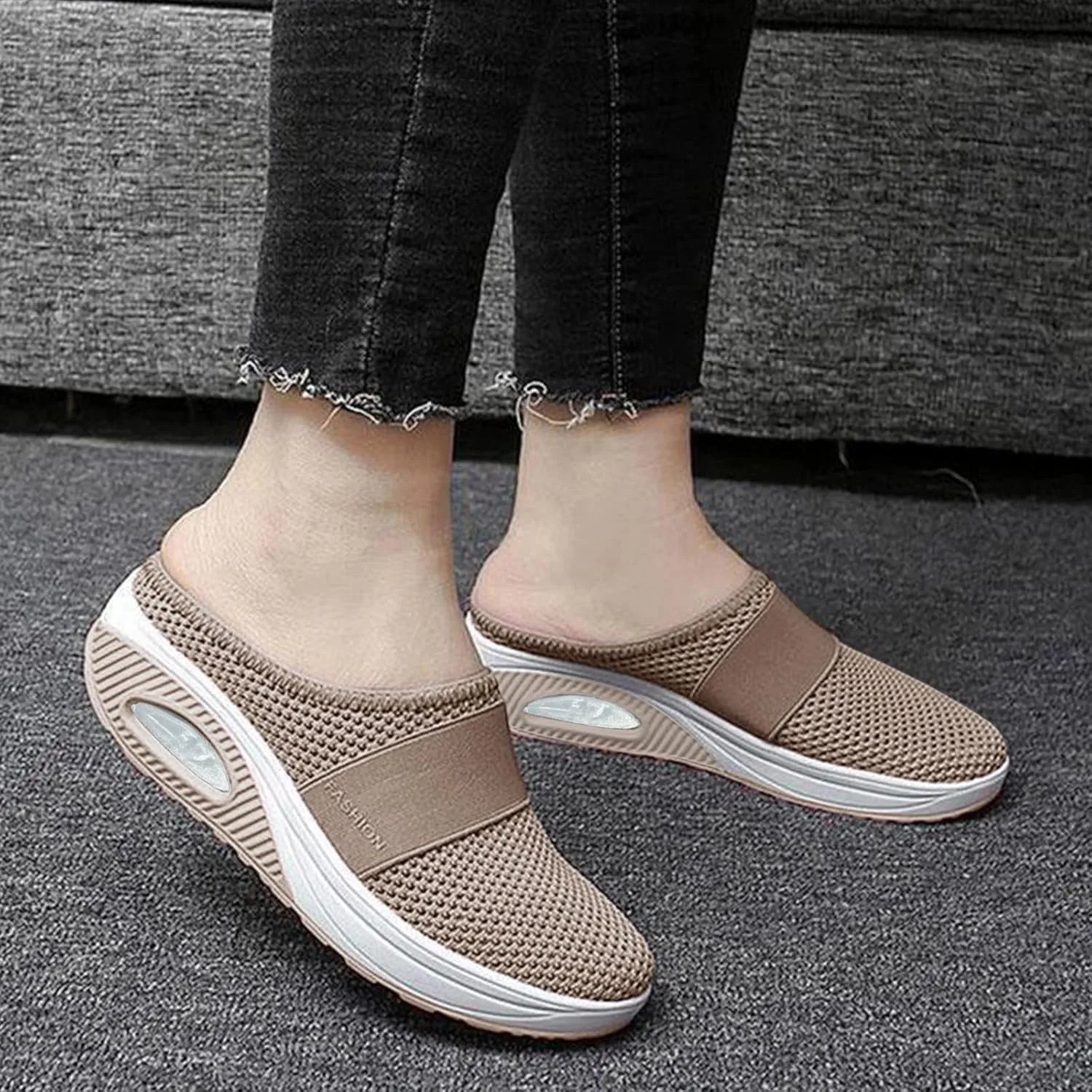 Cathalem Diabetic Shoes for Women, Women's Air Cushion Slip-On Walking Shoes Orthopedic Diabetic Walking Shoes