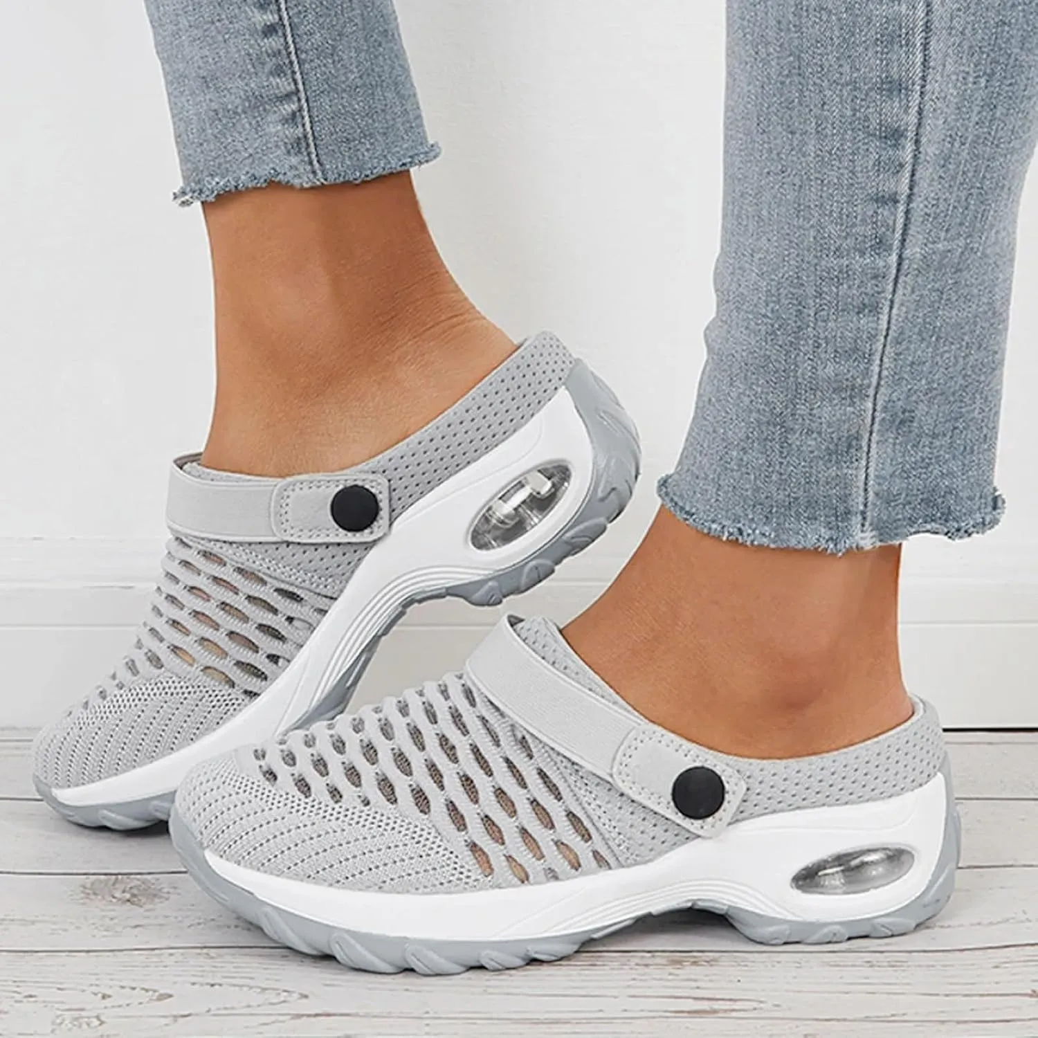 Cathalem Mules for Women 2024 Air Cushion Orthopedic Slip on Shoes Air Cushion Slip-on Diabetic Walking Shoes for Women