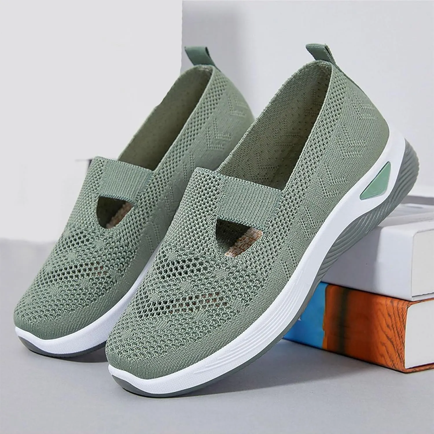 Cathalem Orthopedic Shoes for Women, Go Walking Slip on Diabetic Foam Shoes Hands Free Slip in Sneakers Arch Support