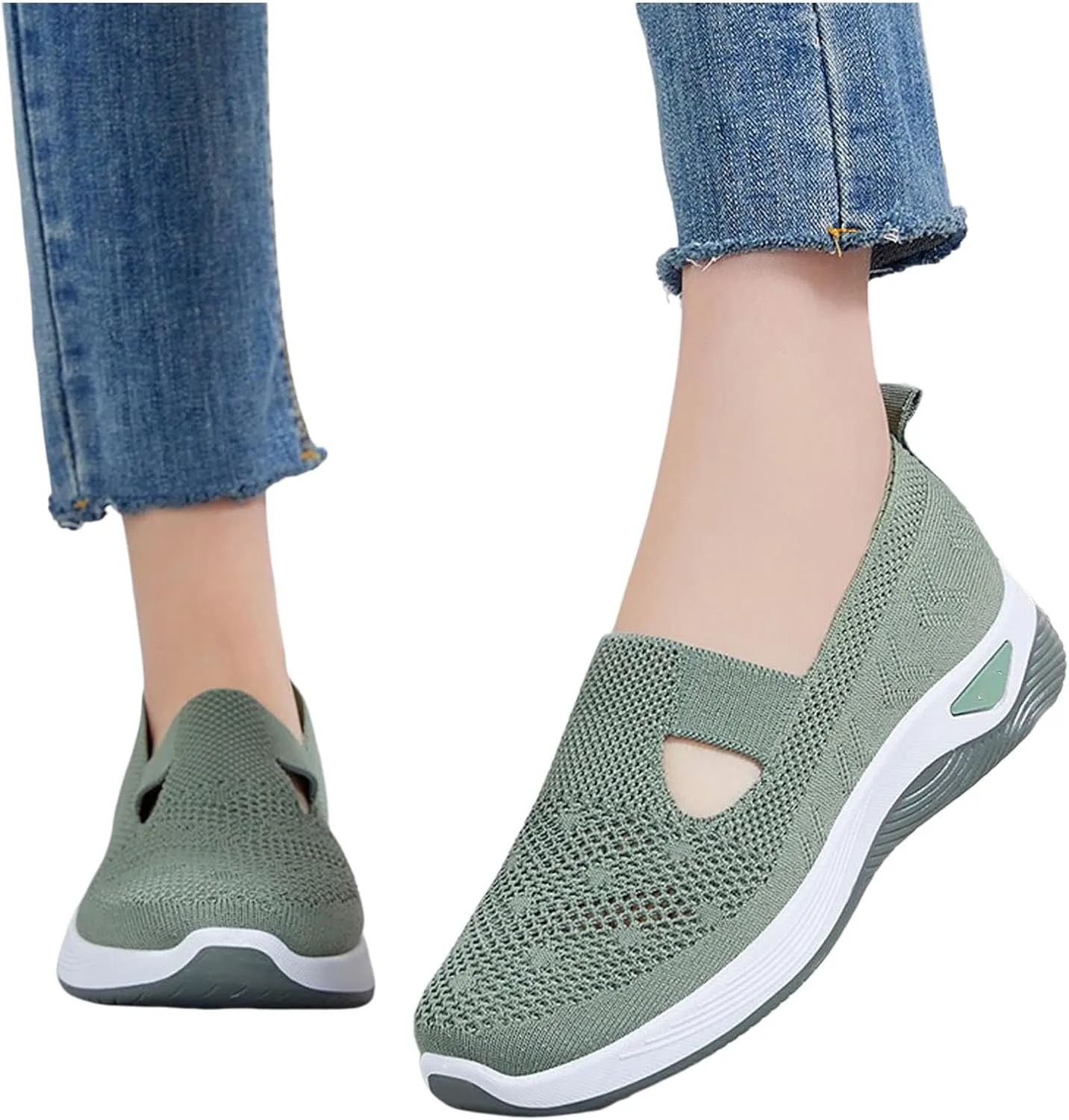 Cathalem Orthopedic Shoes for Women, Go Walking Slip on Diabetic Foam Shoes Hands Free Slip in Sneakers Arch Support
