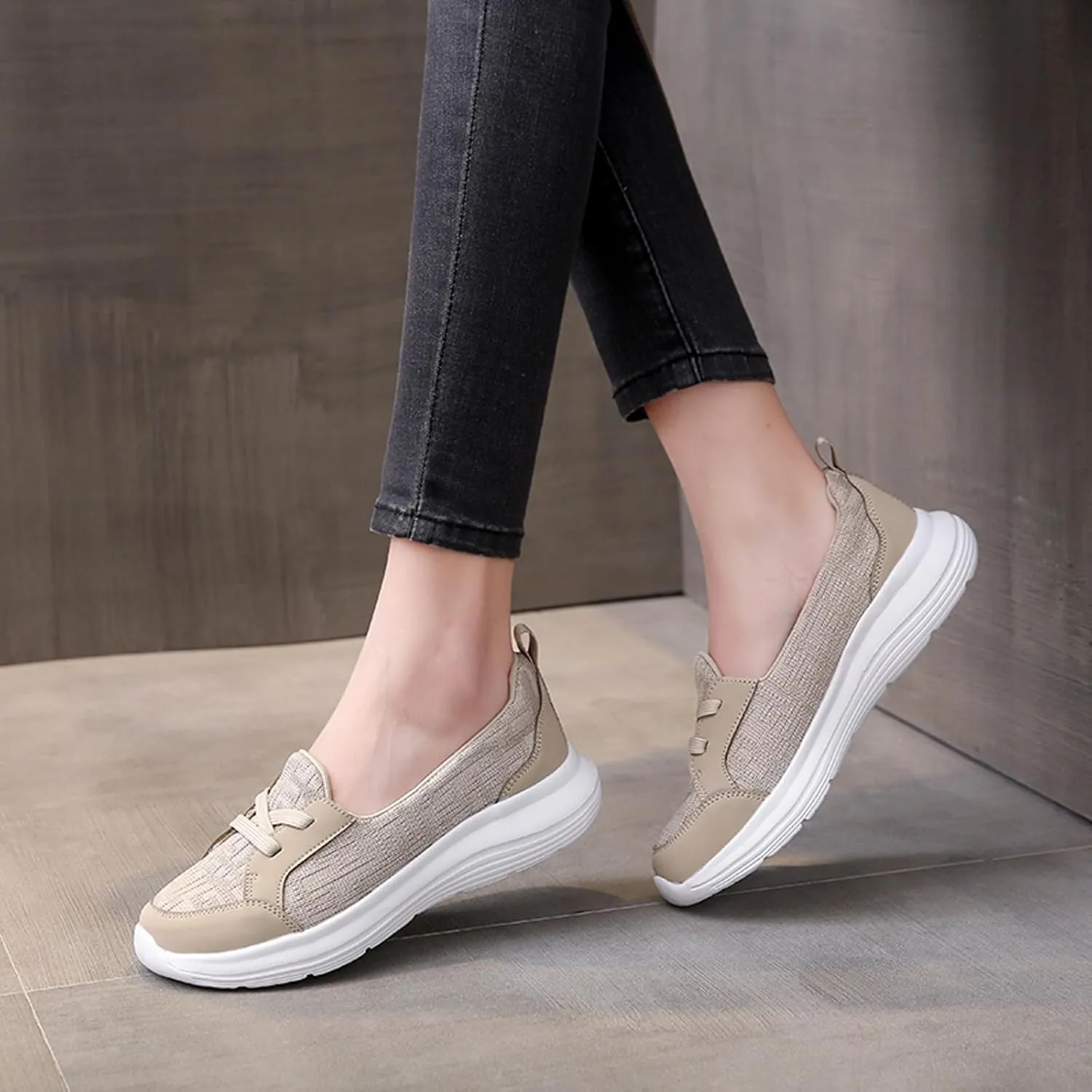 Cathalem Orthopedic Walking Shoes for Women, Orthopedic Women's Breathable Slip On Arch Support Non-Slip Shoes