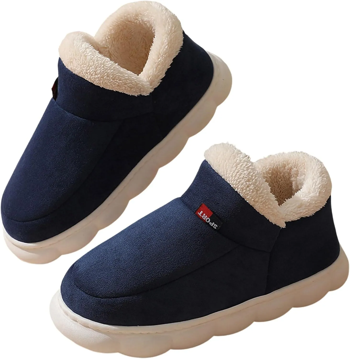 Cathalem Women's Slippers Platform Short Ankle Boot Fur Fleece Lined Sneakers House slippers Anti-Slip Boot For Outdoor
