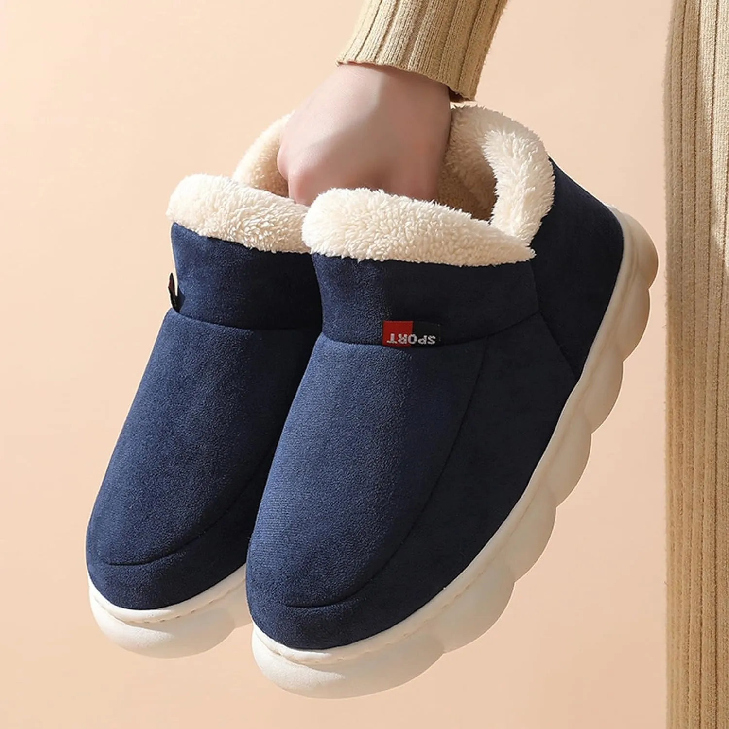 Cathalem Women's Slippers Platform Short Ankle Boot Fur Fleece Lined Sneakers House slippers Anti-Slip Boot For Outdoor