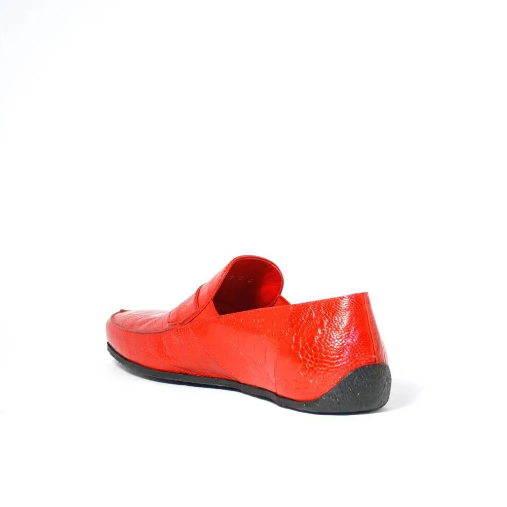 Cesare Paciotti Luxury Italian Struzzo Zamp Henne Red Lizard Skin Loafers (CPM2329)